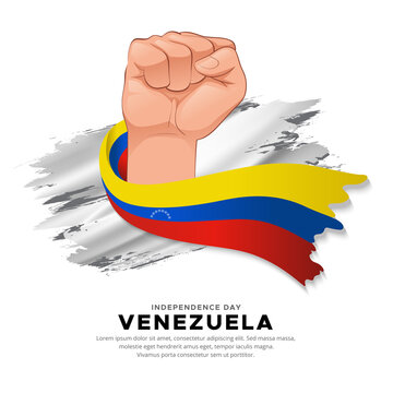 venezuela Independence Day design with hand holding flag. venezuela wavy flag vector