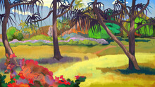 Nature Of Tahiti Island In The Style Of Gauguin