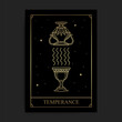 Temperance magic major arcana tarot card in golden hand drawn style