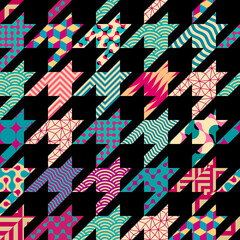 Aufkleber - Geometric collage in retro patchwork geometric style. Vector image