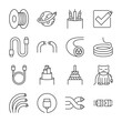 Digital Cable icons set.  Cables of various types and purposes. Telecommunications, Internet, telephony, linear icon collection. Line with editable stroke