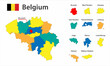 Map with city boundaries and the flag of Belgium.