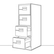 Continuous line drawing big office file cabinet icon vector illustration concept