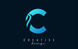 Letter C logo with negative space design and creative wave cuts. Letter with geometric design. Vector Illustration with letter and swoosh.