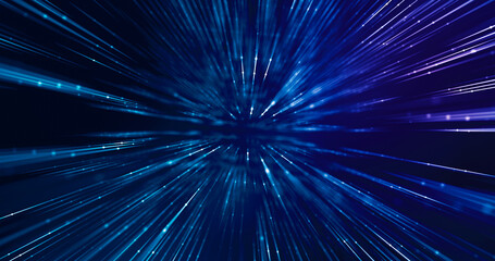 Data tunnel traveling at high speed. Abstract background for tech concept.