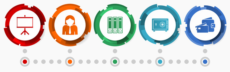 Poster - Education concept vector icon set, business infographic template, flat design web buttons