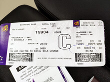 Thai Airways Business Class Royal Silk Boarding Pass Travelling To Brussel At The Bangkok Airport (Suvarnabhumi International Airport), Editorial Use Only