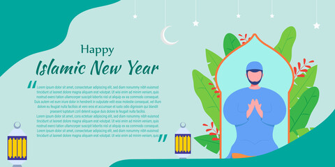 Wall Mural - Vector illustration for Islamic New Year greeting