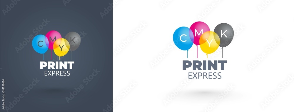 Print express logo cmyk color balloons service polygraphy theme Stock ...
