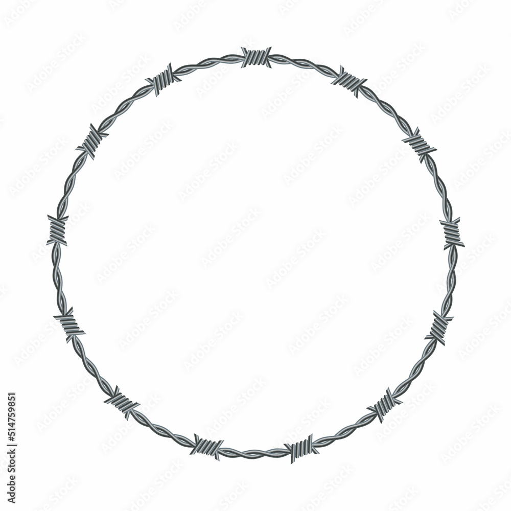 Vector illustration of barbed wire circle isolated on white background ...
