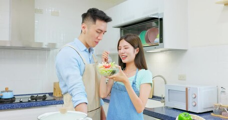 Sticker - couple are eating salad