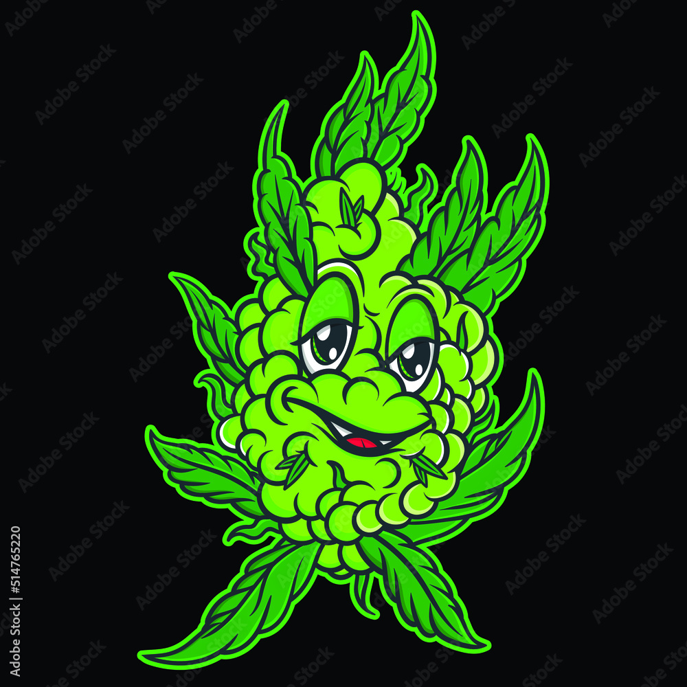 Cannabis Marijuana bud character, Happy green mascot vector, Colorful Cute  funny cartoon Weed Bud, Medical marijuana drug vector illustration,  Suitable for Clip Art, Logo, Sticker, t-shirt Design, Stock Vector | Adobe  Stock, image size:1000x1000