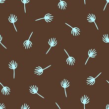 Simple Calm Floral Vector Seamless Pattern. Light Panicles On A Dark Brown Background. For Fabric Prints, Textiles, Men's Shirts.