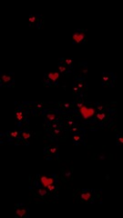 Wall Mural - red hearts motion on black vertical animation background.