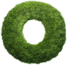 Grass Letter O Isolated On White Background