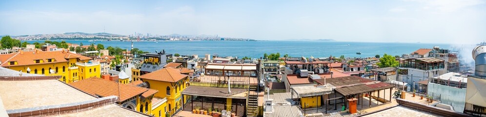 Wall Mural - View over roofs of the old town and the sea at sunrise in Istanbul, Turkey.