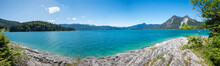 Panorama Landscape Lake Walchensee In Summer