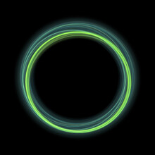 Abstract Green Circle Ring Line Frame Background. Use Photoshop Layer Mode Lighten, Screen, Linear Dodge (add) To Remove The Background