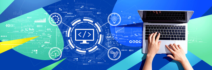 Web development concept with person using a laptop computer
