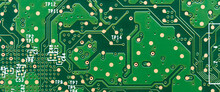 Electronic Circuit Board Close Up. Motherboard Digital Chip. High-tech Technology Background