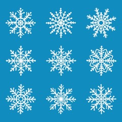 Wall Mural - Vector collection of snowflakes, hand-drawn