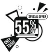 special offer 55 percent off today only, discount, sales, deals