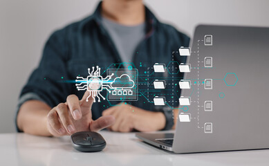 Leinwandbilder - Fingerprint scanning and biometric authentication. system for document management (DMS). software that automates the archiving and management of data files. concept of Internet technology.
