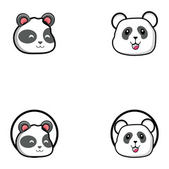 Wall Mural - Cute panda face vector illustration.