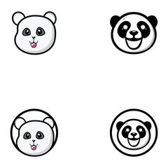 Wall Mural - Cute panda face vector illustration.