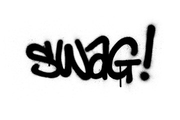 Wall Mural - graffiti swag word sprayed in black over white