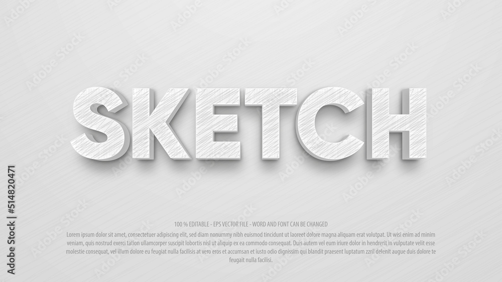 Sketch scribble style editable text effect Stock Vector | Adobe Stock