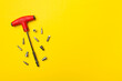 © Liami - Screwdriver bit set on color background, top view