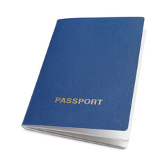 Wall Mural - One blue passport isolated on white. Identification document