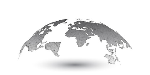 Wall Mural - Abstract map of world, planet Earth map in black on white backgound. Global network concept