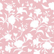 Seamless pink and white floral pattern with flowers. Vector illustration