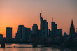 Frankfurt city skyline at sunset