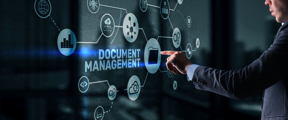 Wall Mural - Document Management Data System Business Technology Concept. DMS on virtual screen