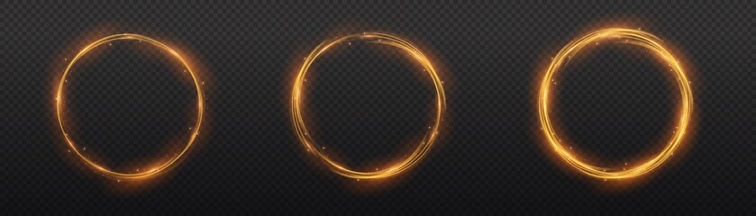 Wall Mural - glow neon circle, ring orange flame, light swirl