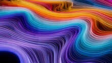 Abstract Swoosh Background With Orange, Pink And Turquoise Streaks. 3D Render.