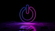 © RocknRoller Studios - Pink and Blue Activate Technology Concept with power symbol as a neon light. Vibrant colored icon, on a black background with high tech floor. 3D Render