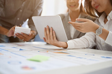 A business financial team discussing and having a financial meeting