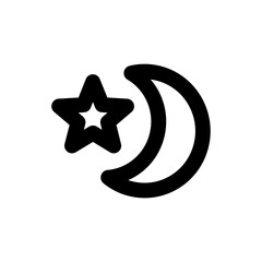 Wall Mural - Simple moon and star icon, Vector line icon on white background.