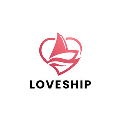 Poster - Ship with love or heart logo design template