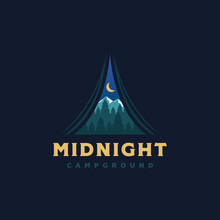 Outdoor Adventure Camping Logo With Inner Tent View Vector Illustrations Design On Dark Background