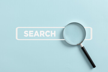 magnifying glass with internet search bar browser.