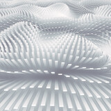 Fototapeta Perspektywa 3d - Abstract wavy field of white rectangular shapes. Modern geometric background. 3d rendering digital illustration