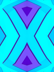 Leinwandbilder - Trendy 3d rendering kaleidoscopic pattern of simple blue colored geometric shapes, digital illustration