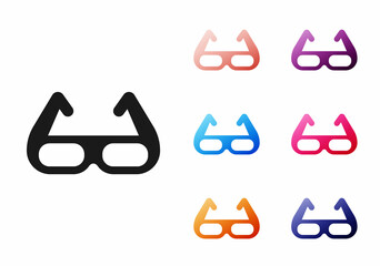 Sticker - Black Sport cycling sunglasses icon isolated on white background. Sport glasses icon. Set icons colorful. Vector