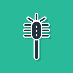 Poster - Blue Toilet brush icon isolated on green background. Vector