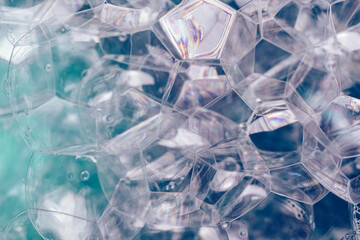 Aufkleber - Close up Beautiful abstract soap bubbles. Background pattern for design. Macro photography view.